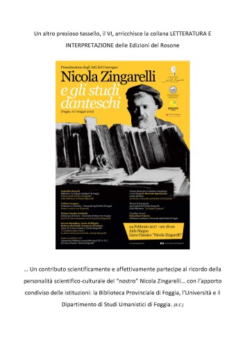 COMUNICATO NICOLA ZINGARELLI